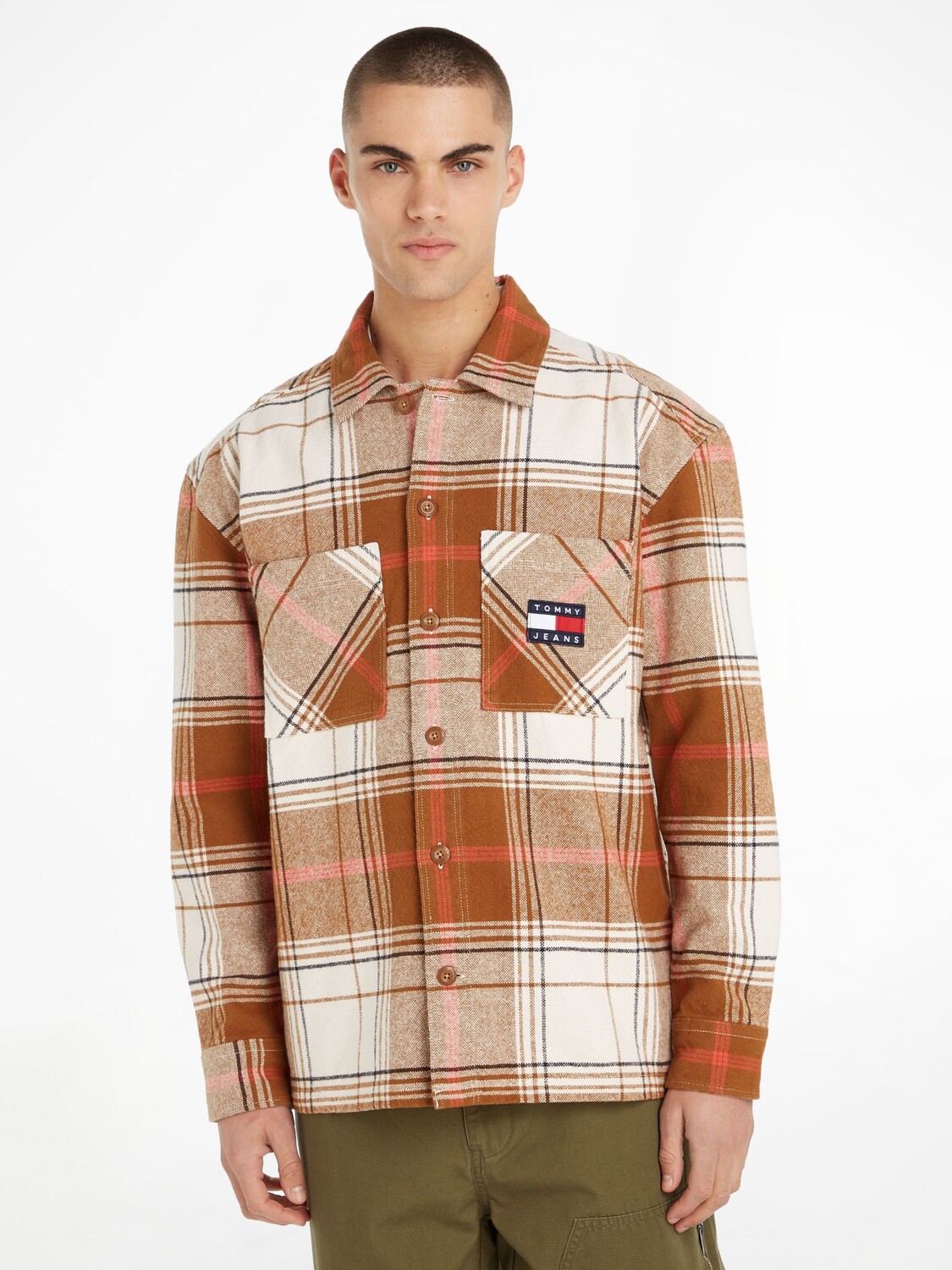 

Футболка в клетку Tommy Jeans Tommy Hilfiger, пустынный хаки в клетку