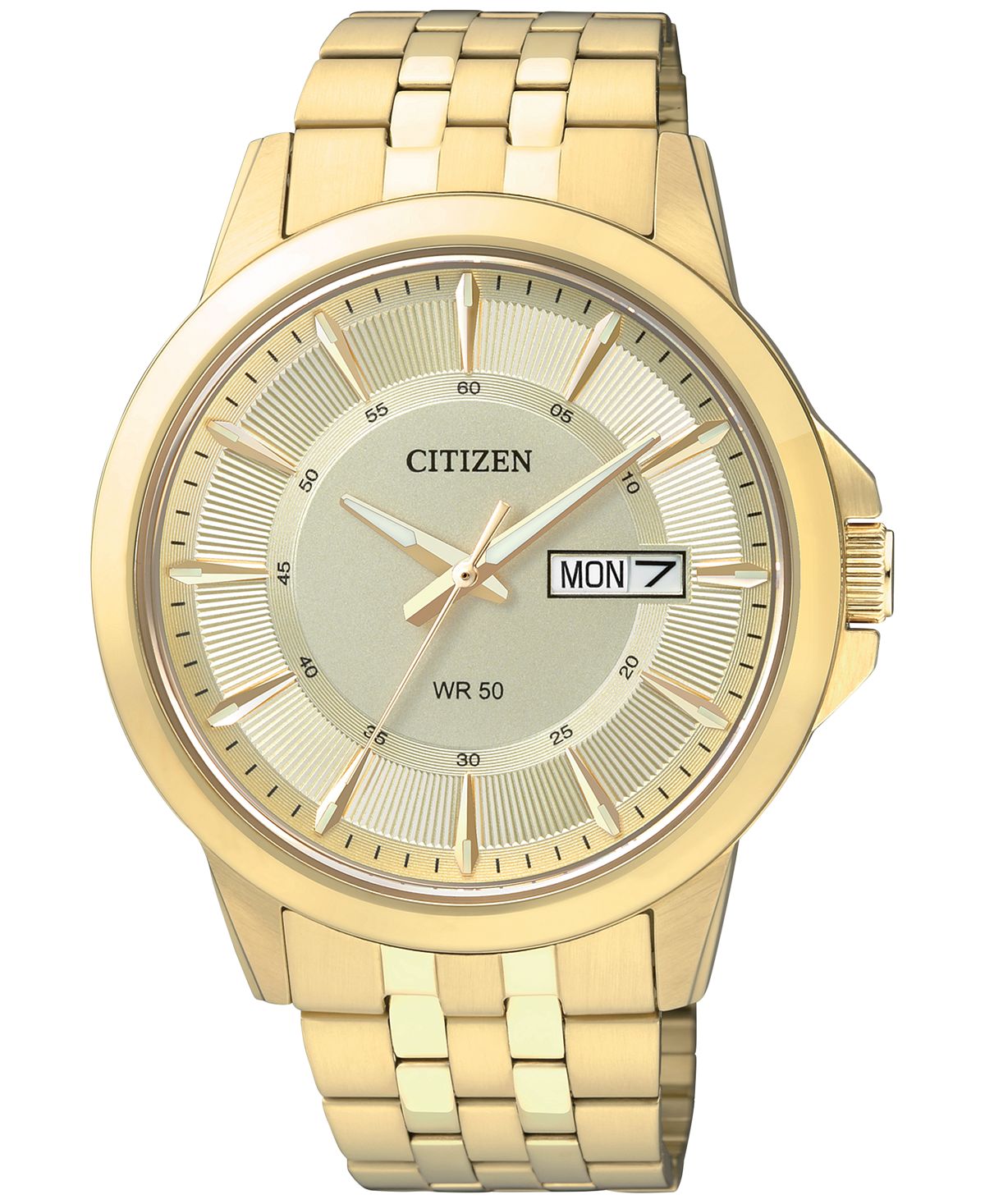 цена Мужские золотистые часы-браслет из нержавеющей стали 41 мм BF2013-56P Citizen