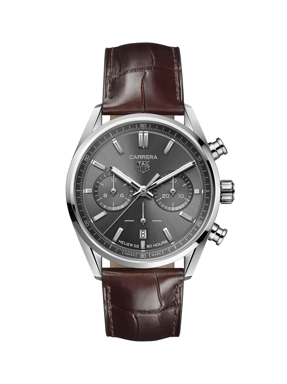 цена Carrera Elegance 42MM Автоматические часы с хронографом из нержавеющей стали и ремешком из кожи аллигатора TAG Heuer
