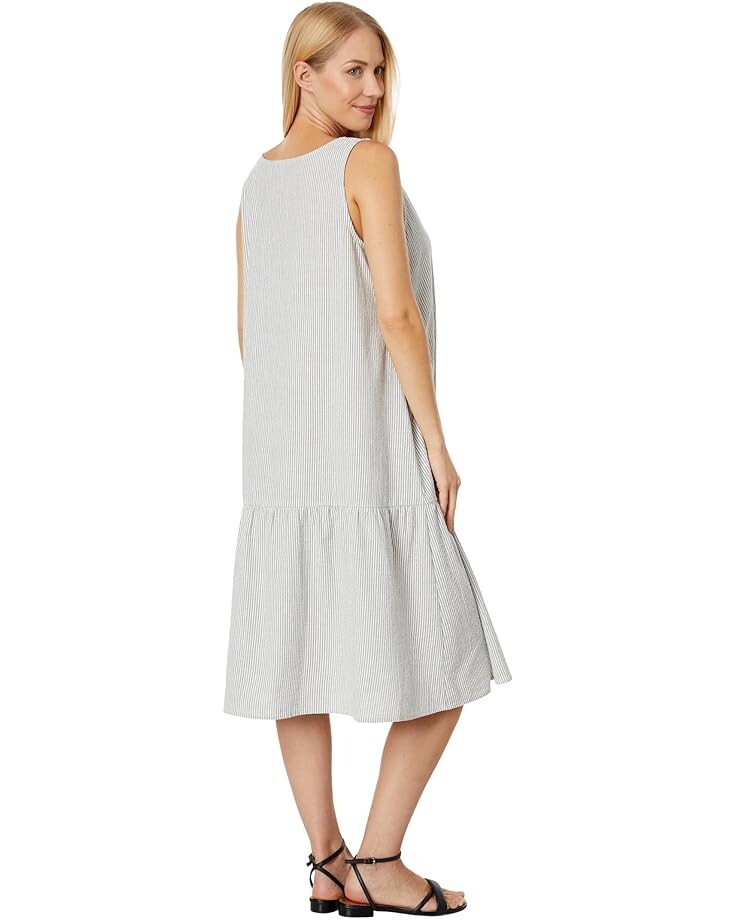 

Платье Eileen Fisher Petite Scoop Neck Dress, цвет White/Black