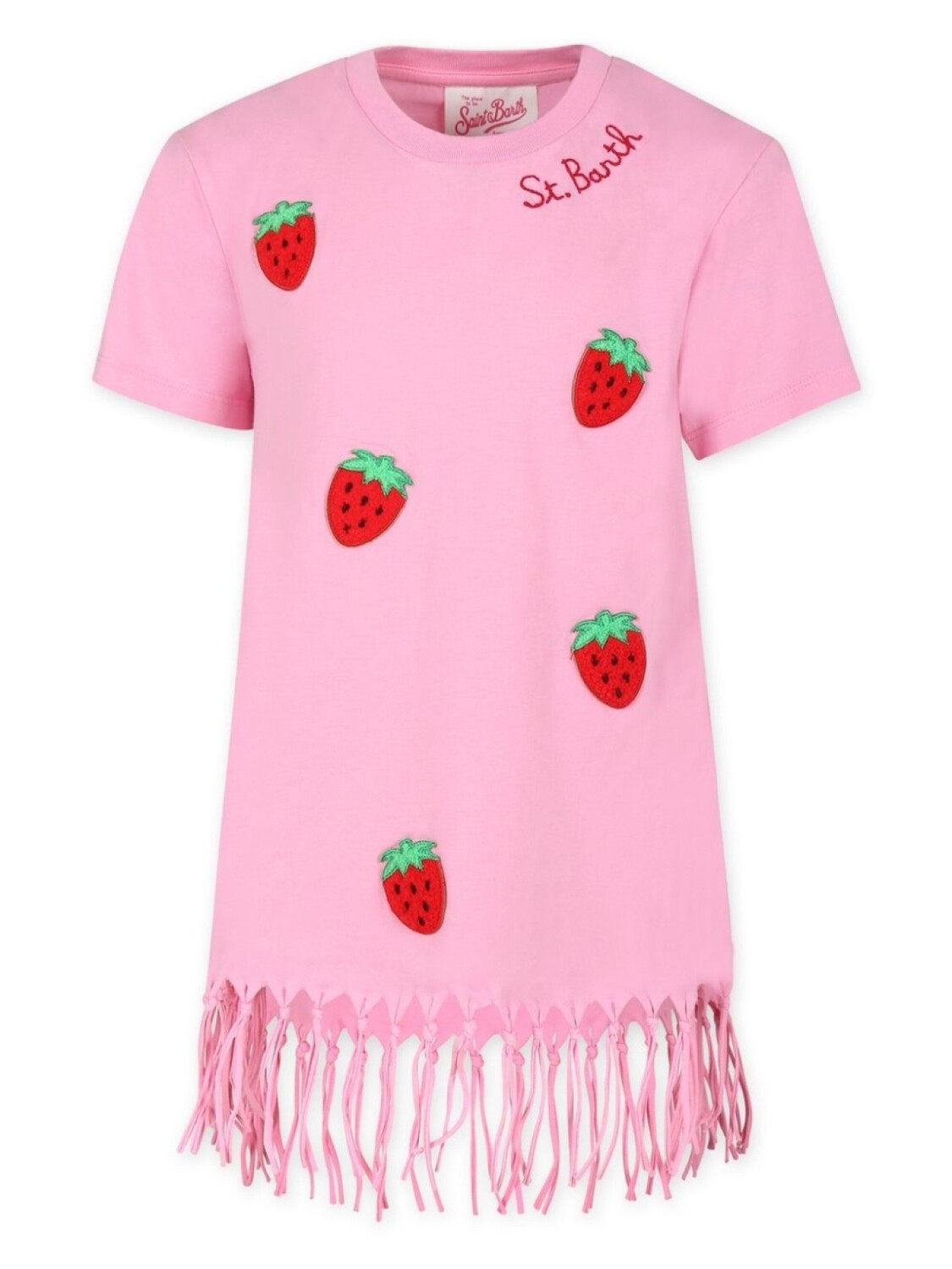 

MC2 Saint Barth Kids платье с бахромой и вышитым логотипом, розовый