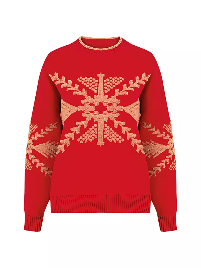 

Шерстяной свитер Hakuba со снежинками Knitss, красный