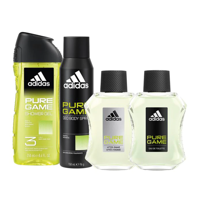 adidas adidas роликовый дезодорант антиперспирант для мужчин pure game Туалетная вода унисекс Pure Game Eau de Toilette set de regalo Adidas, Set 4 productos