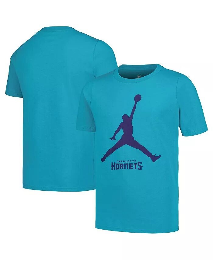 

Бирюзовая футболка с логотипом Jumpman для мальчиков и девочек Charlotte Hornets Essential Jumpman Jordan, синий