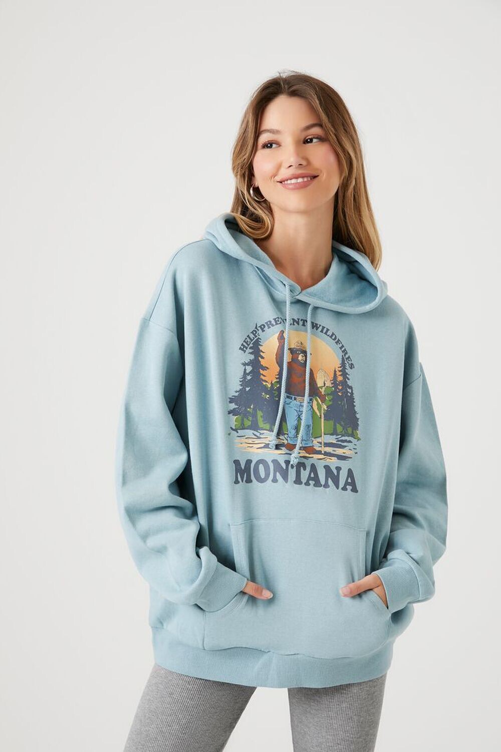 

Толстовка с рисунком Smokey Bear Montana Forever 21, синий