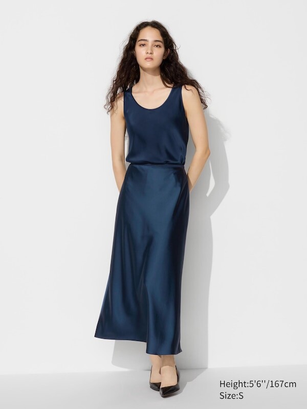 

Атласная юбка Uniqlo, синий