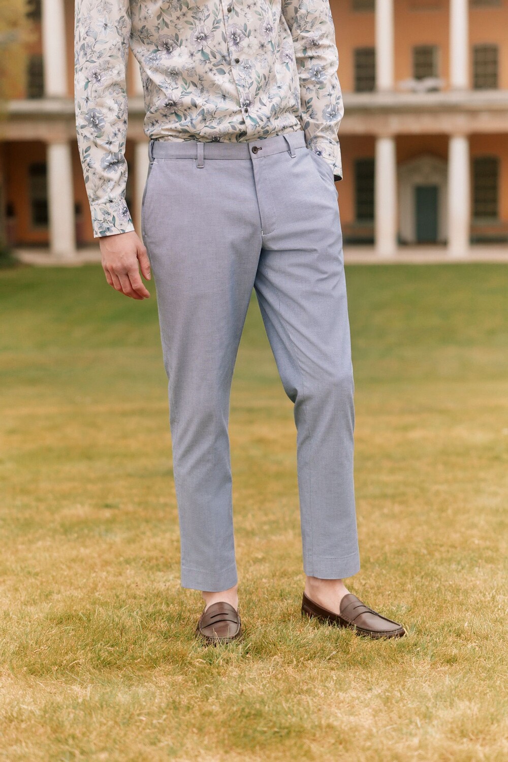 

Брюки-чиносы из хлопкового материала Next, синий