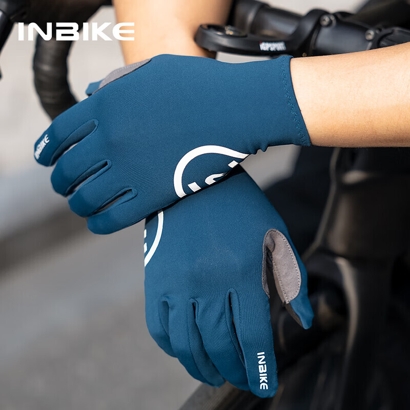

INBIKE весенне-летние амортизирующие велосипедные перчатки для шоссейного велосипеда и горного велосипеда с полным охватом пальцев для мужчин и женщин, профессиональные темно-синие XL