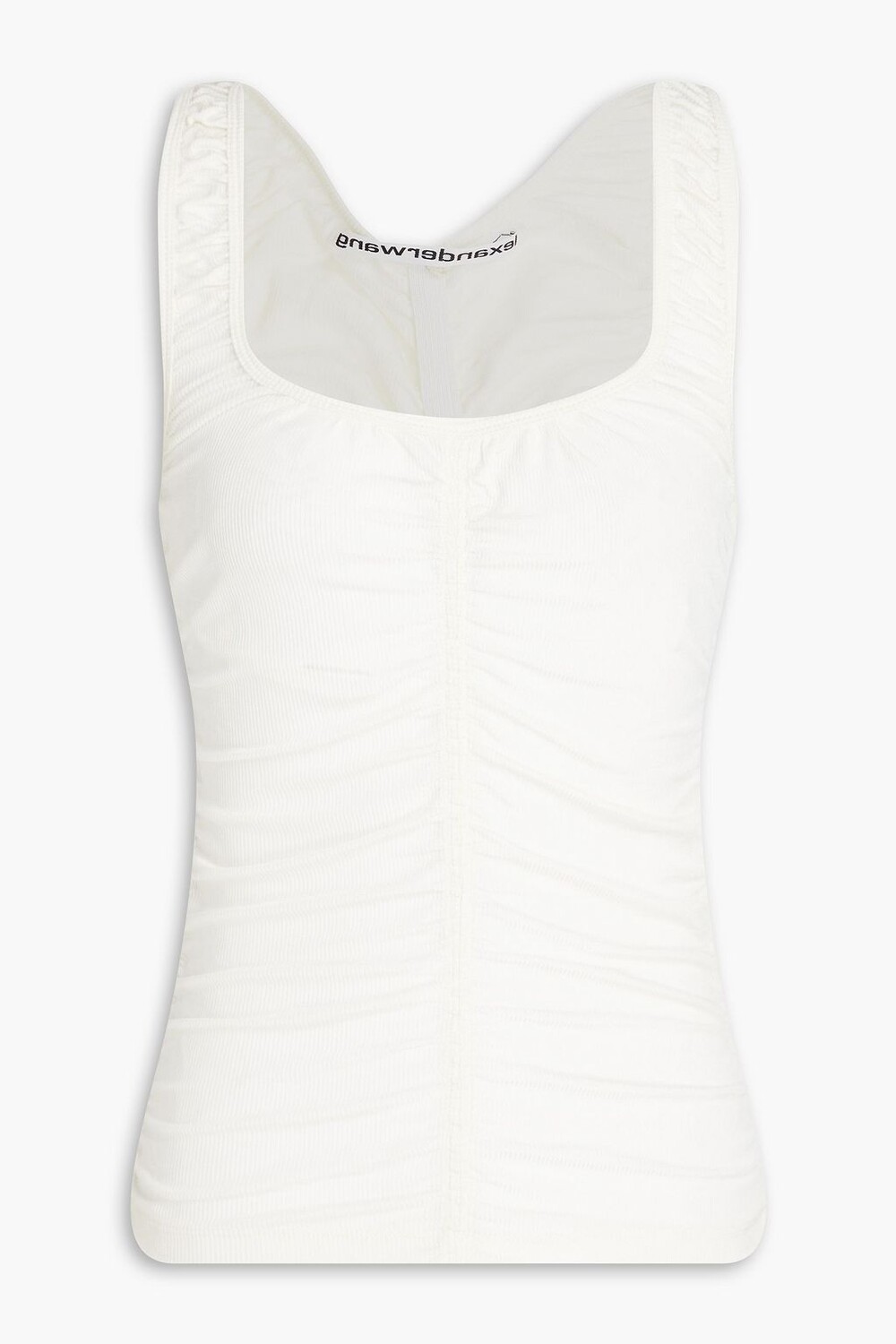 

Майка из джерси со сборками в рубчик ALEXANDER WANG, белый