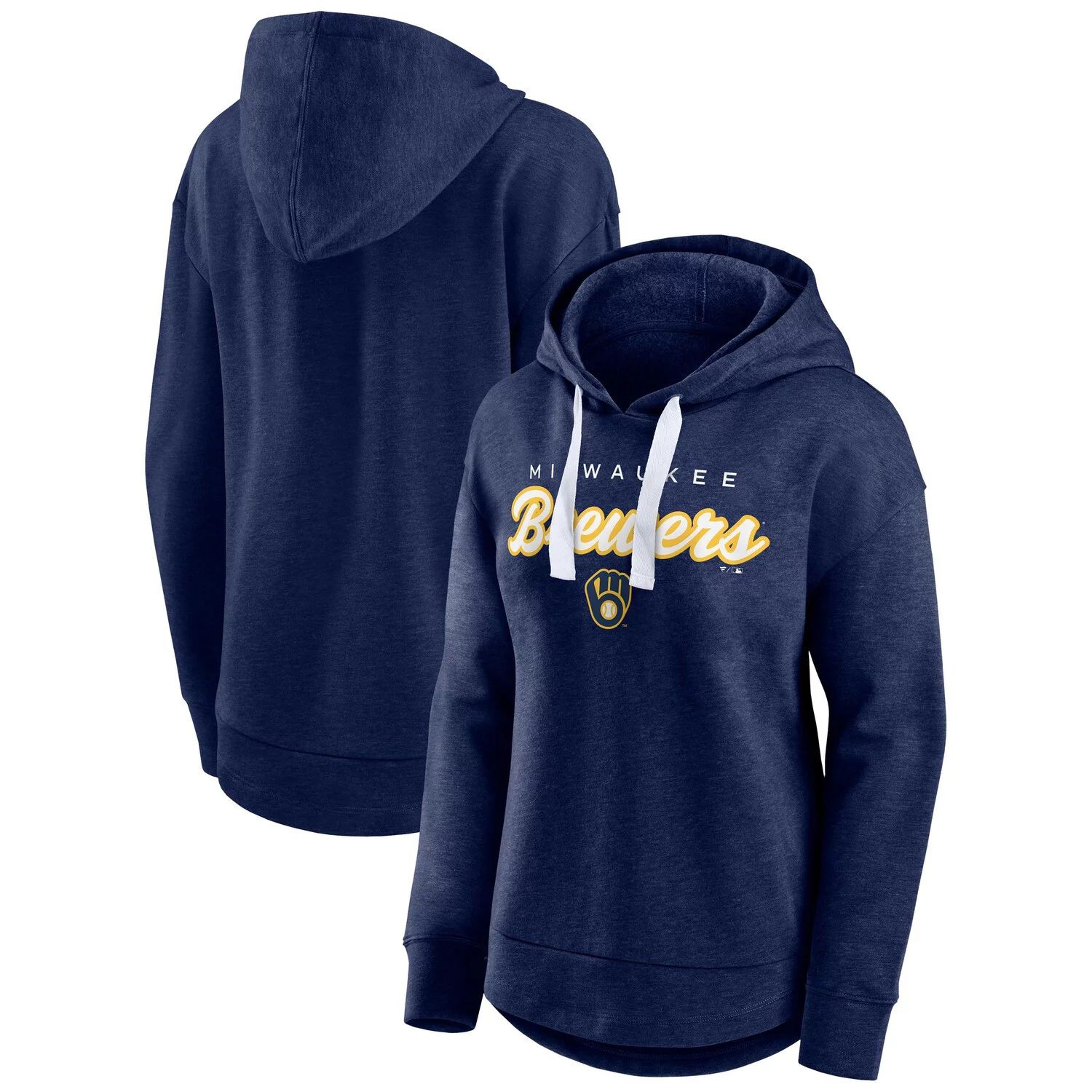 цена Женский пуловер с капюшоном Fanatics Navy Milwaukee Brewers с логотипом Heathered Fanatics