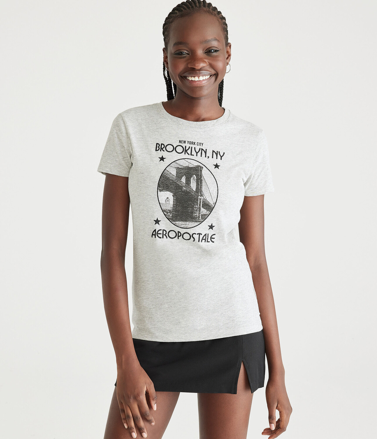 

Футболка с блестящим рисунком Brooklyn Bridge Aeropostale, серый