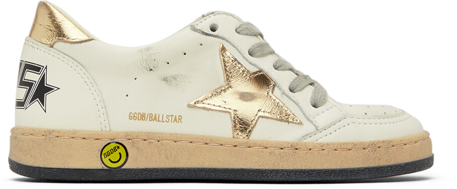 

Детские бело-золотые кроссовки со звездами Golden Goose