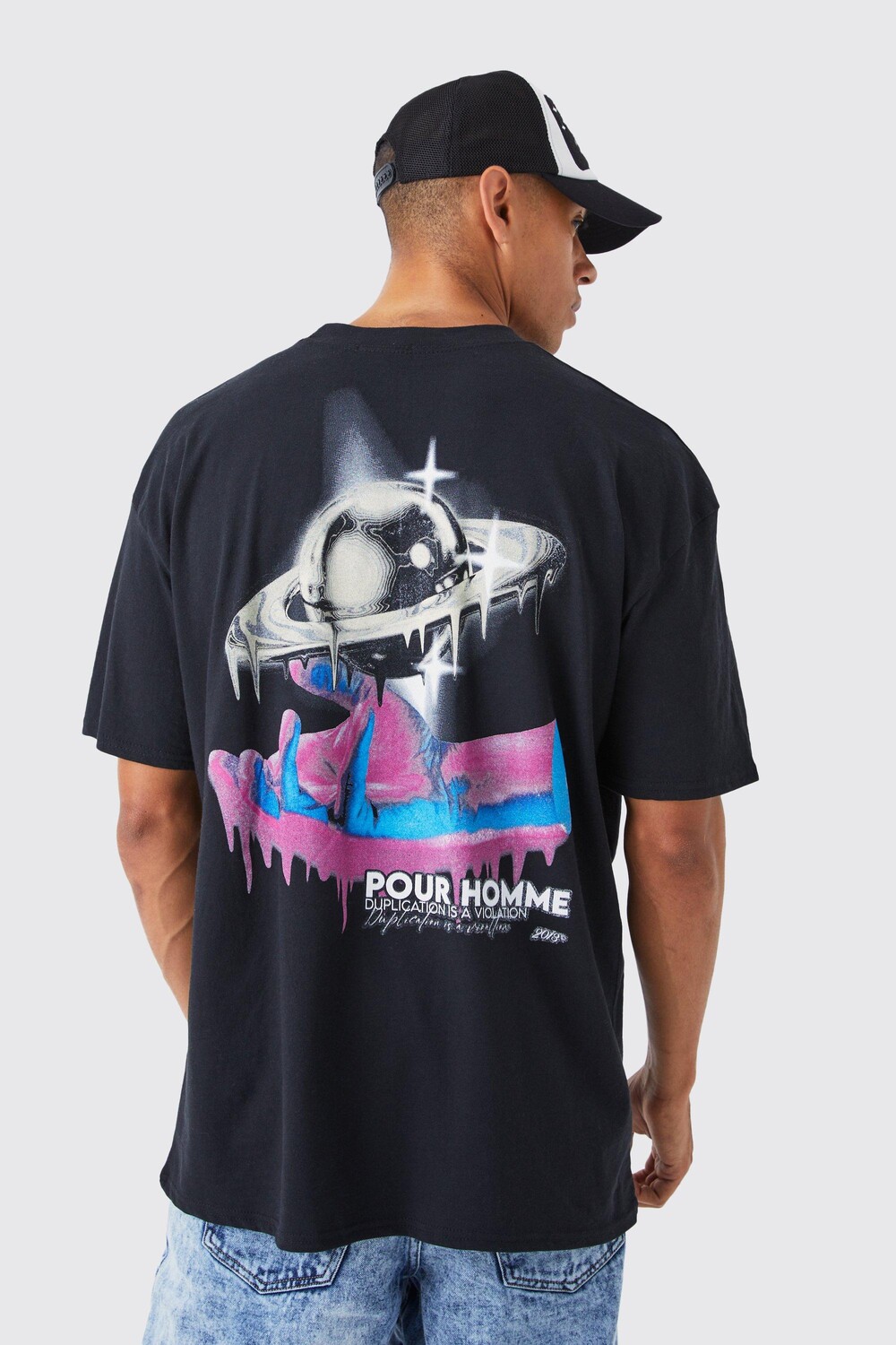 

Футболка оверсайз pour homme с графикой Boohoo, черный