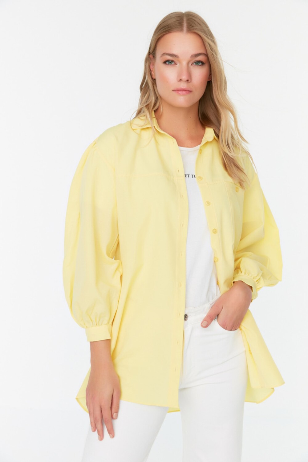 

Рубашка - Желтая - Свободный крой Trendyol Modest, желтый