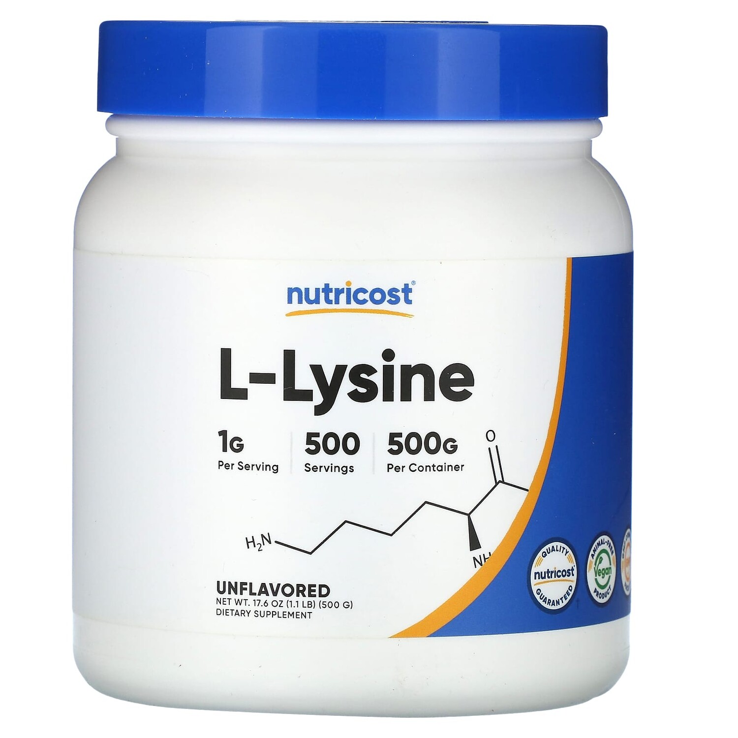 

L-лизин, без добавок, 500 г (17,6 унции), Nutricost
