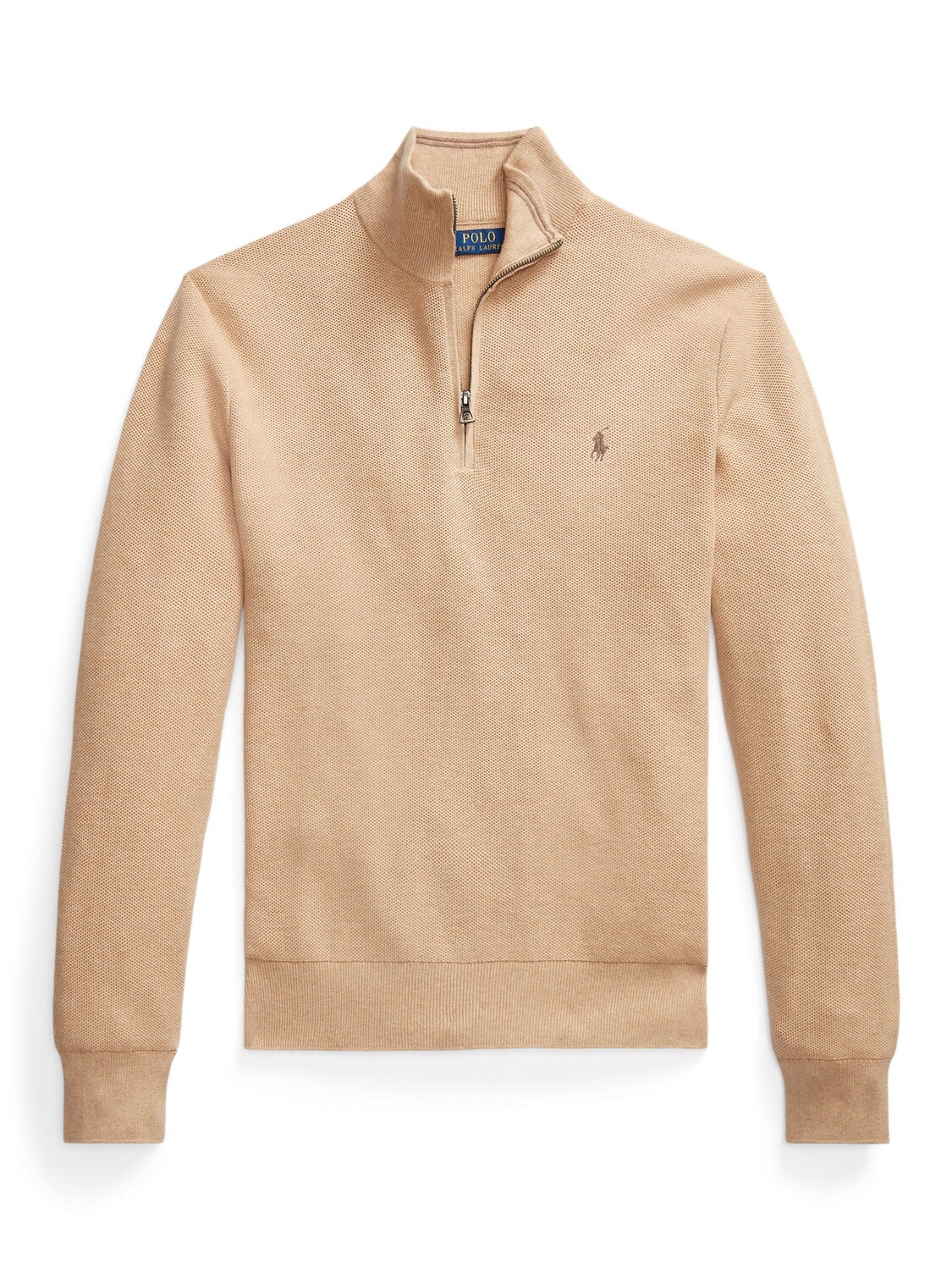 

Джемпер с молнией на четверть и длинными рукавами-поло Ralph Lauren, кэмел