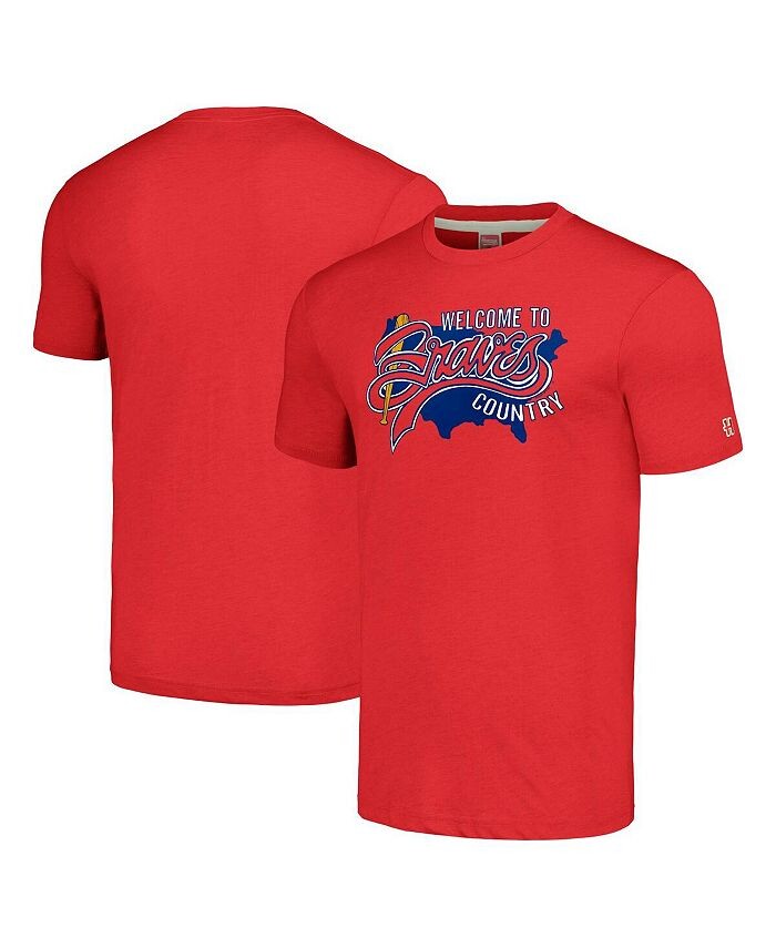 

Мужская красная футболка Atlanta Braves Welcome to Braves Country Hyper Local Tri-Blend Homage, красный