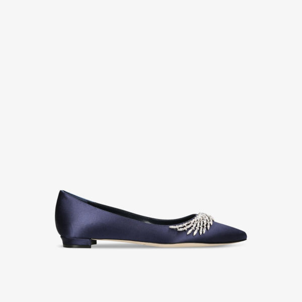

Атласные балетки pluma с кристаллами Manolo Blahnik, синий