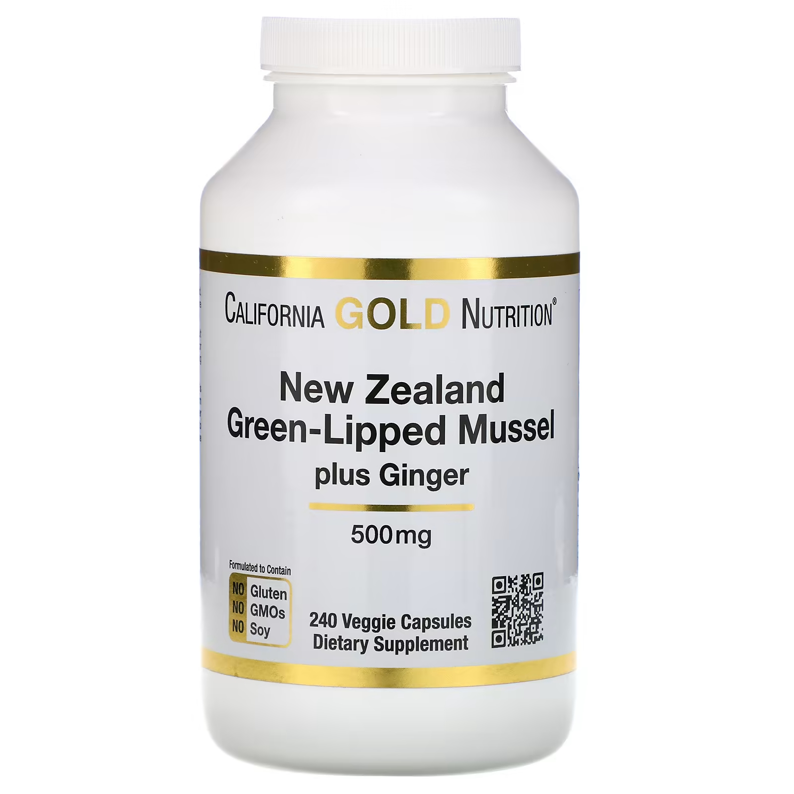Новозеландская формула для здоровья суставов с зеленогубыми мидиями и имбирем, 500 мг, 240 растительных капсул California Gold Nutrition