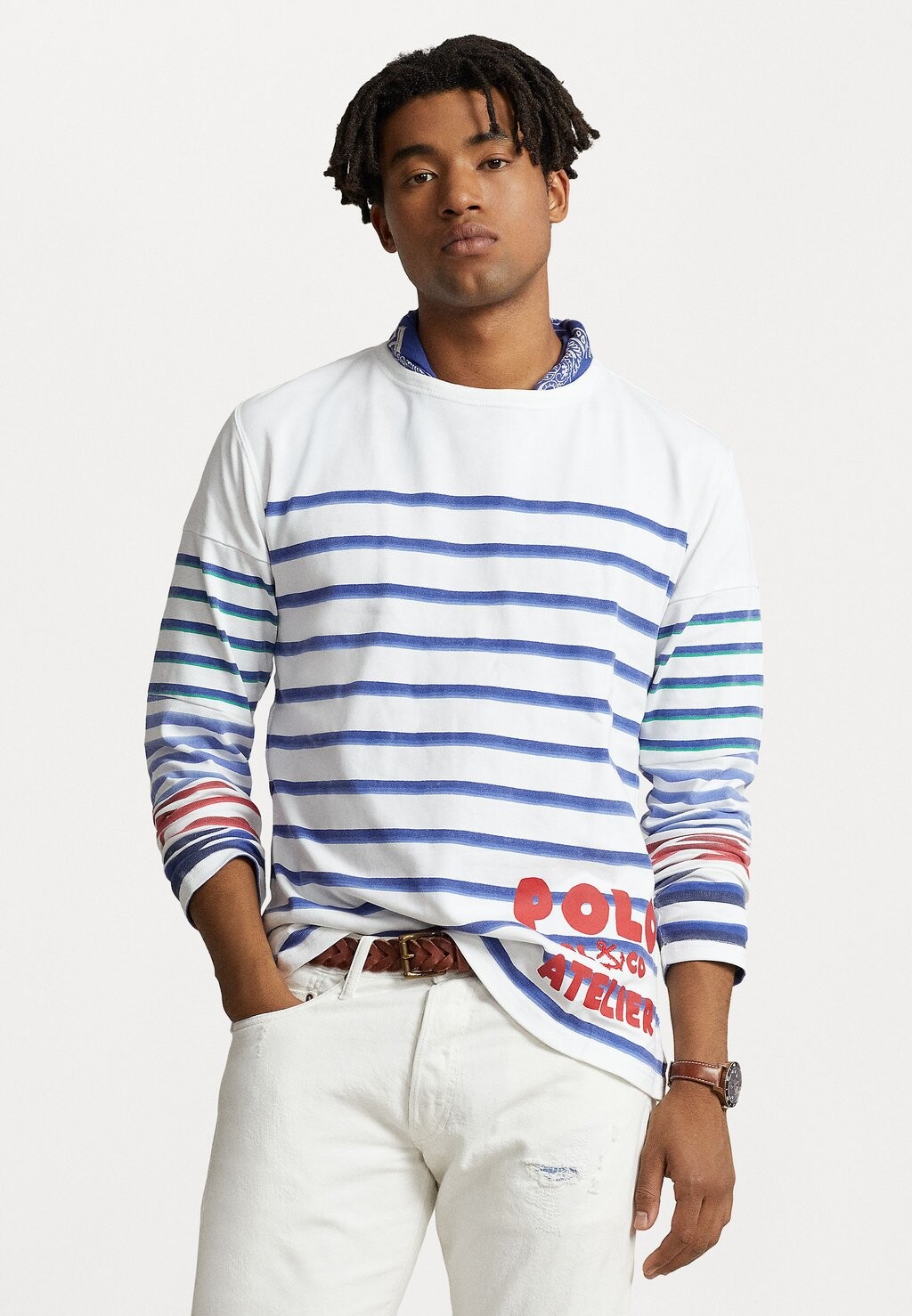

Топ с длинными рукавами LONG SLEEVE Polo Ralph Lauren, цвет classic oxford white multi