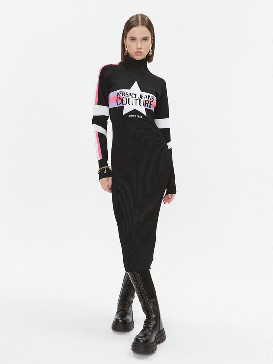 

Трикотажное платье обычного кроя Versace Jeans Couture, черный