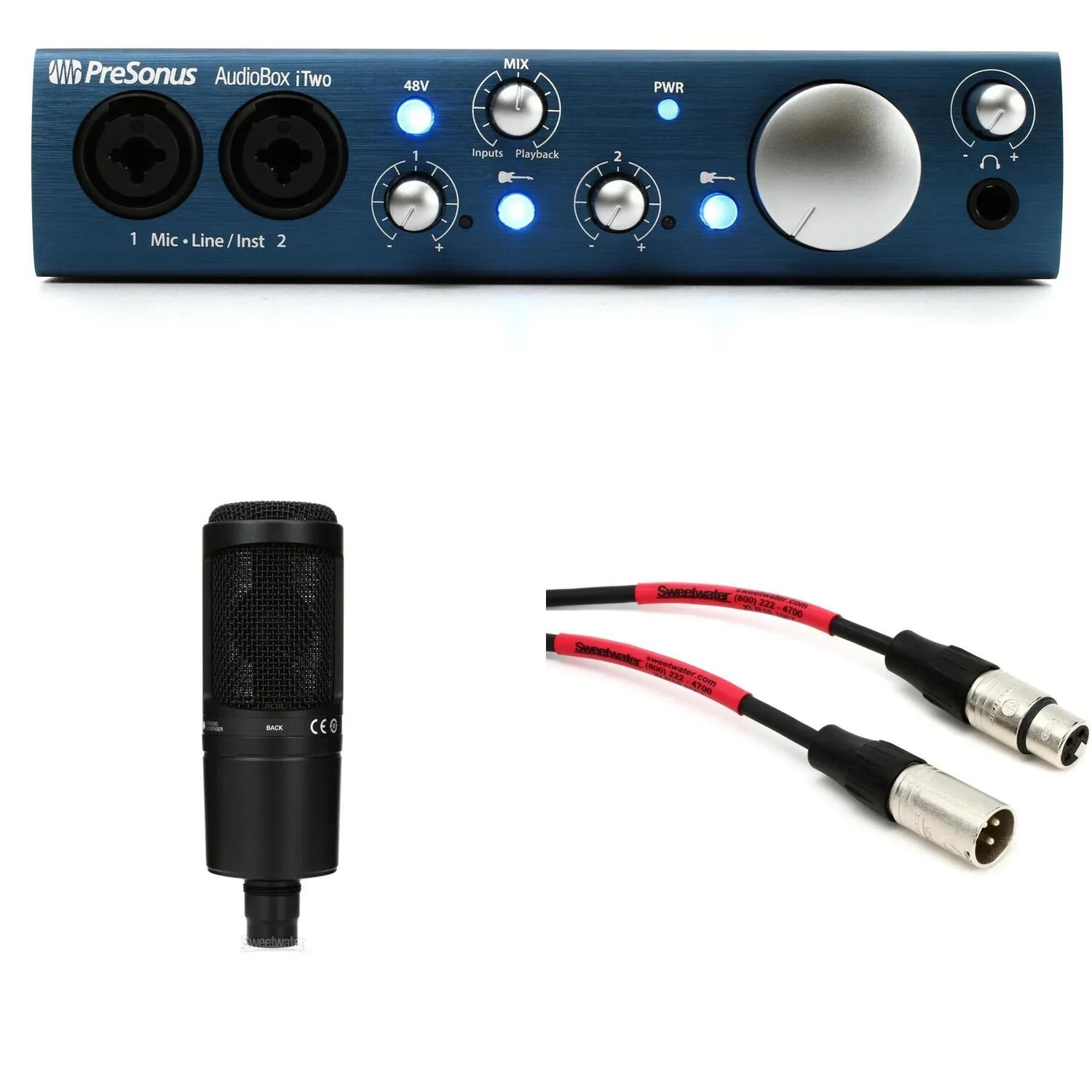 

USB-аудиоинтерфейс PreSonus AudioBox iTwo и комплект для записи Audio-Technica AT2020