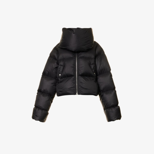 Утепленная куртка-ракушка с воротником-воронкой Rick Owens, черный укороченная куртка ракушка с воротником воронкой alexander wang цвет microchip