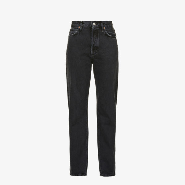 Прямые джинсы из органического хлопка с высокой талией в стиле 90-х годов pinch waist Agolde, черный