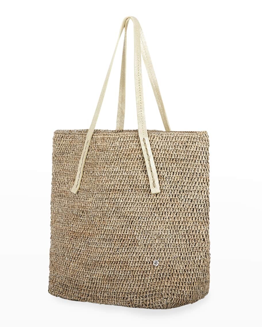 

Пляжная сумка с короткими ручками Karibo Raffia Metallic Flora Bella