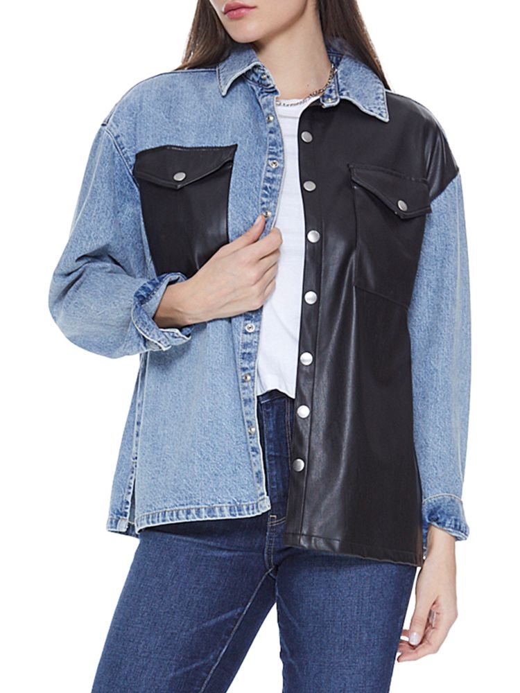 Куртка-бойфренд Unreal из искусственной кожи и джинсовой ткани Blue Revival, цвет Nashville