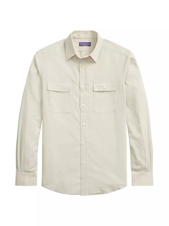 Вельветовая хлопковая рубашка Wale с длинными рукавами Ralph Lauren Purple Label, цвет cream