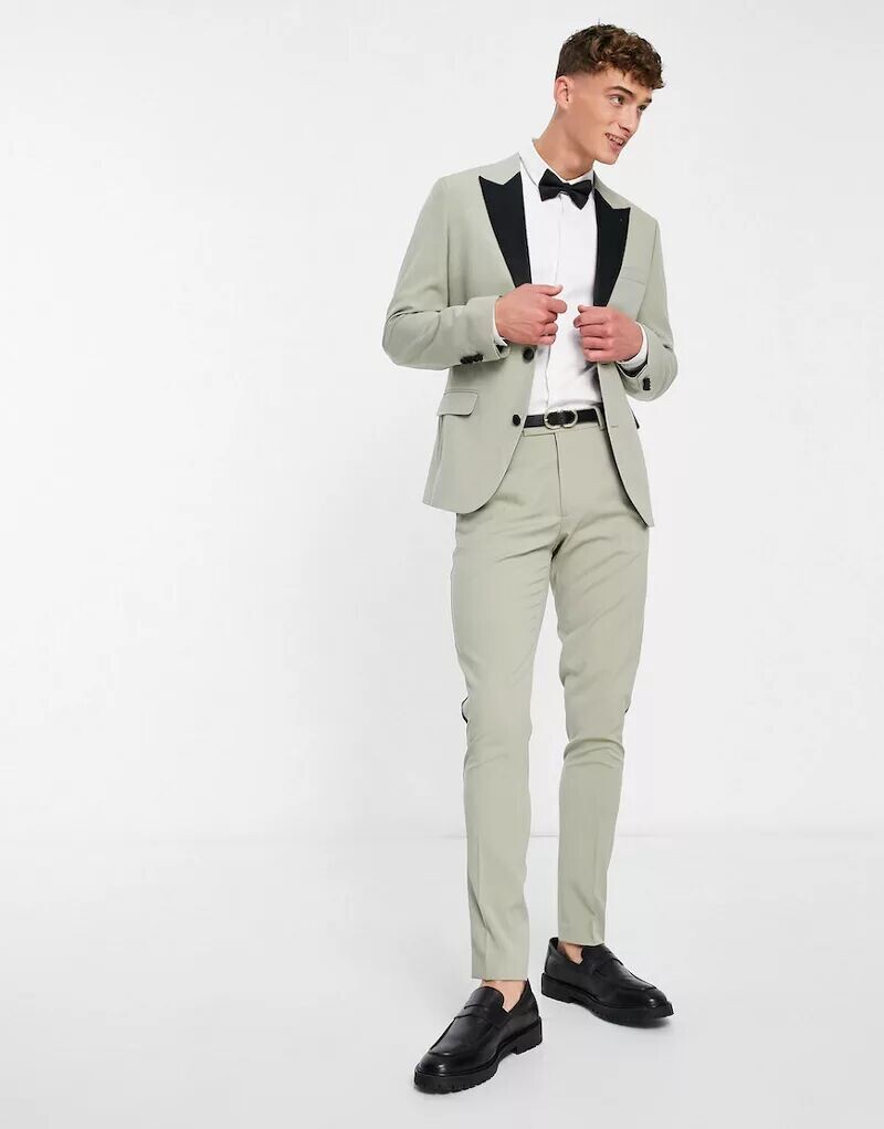 

Узкие брюки-смокинг цвета хаки ASOS