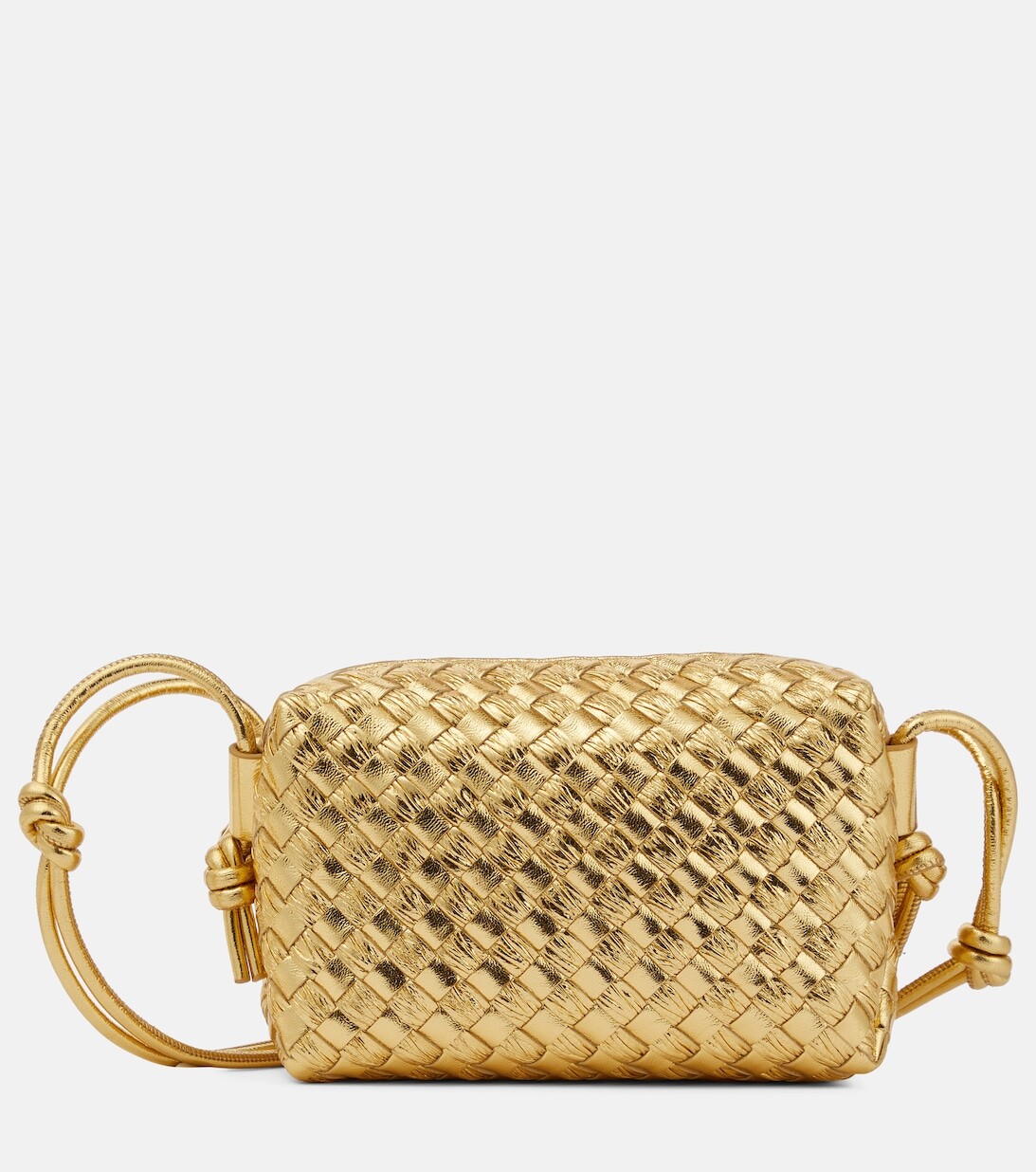

Мини-сумка через плечо из кожи с петлей Bottega Veneta, золотой