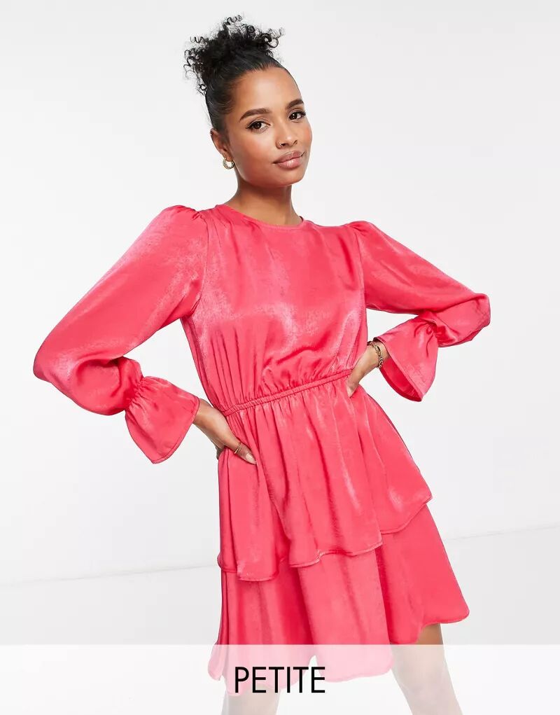 Ярко-розовое атласное мини-платье мини Flounce London