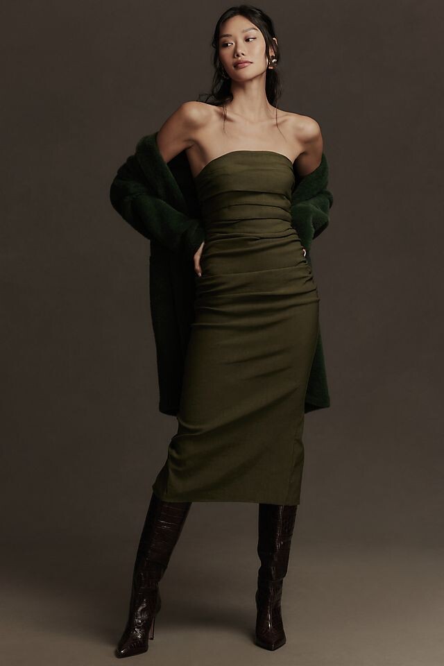 

Платье без бретелек Anthropologie со сборками, holly