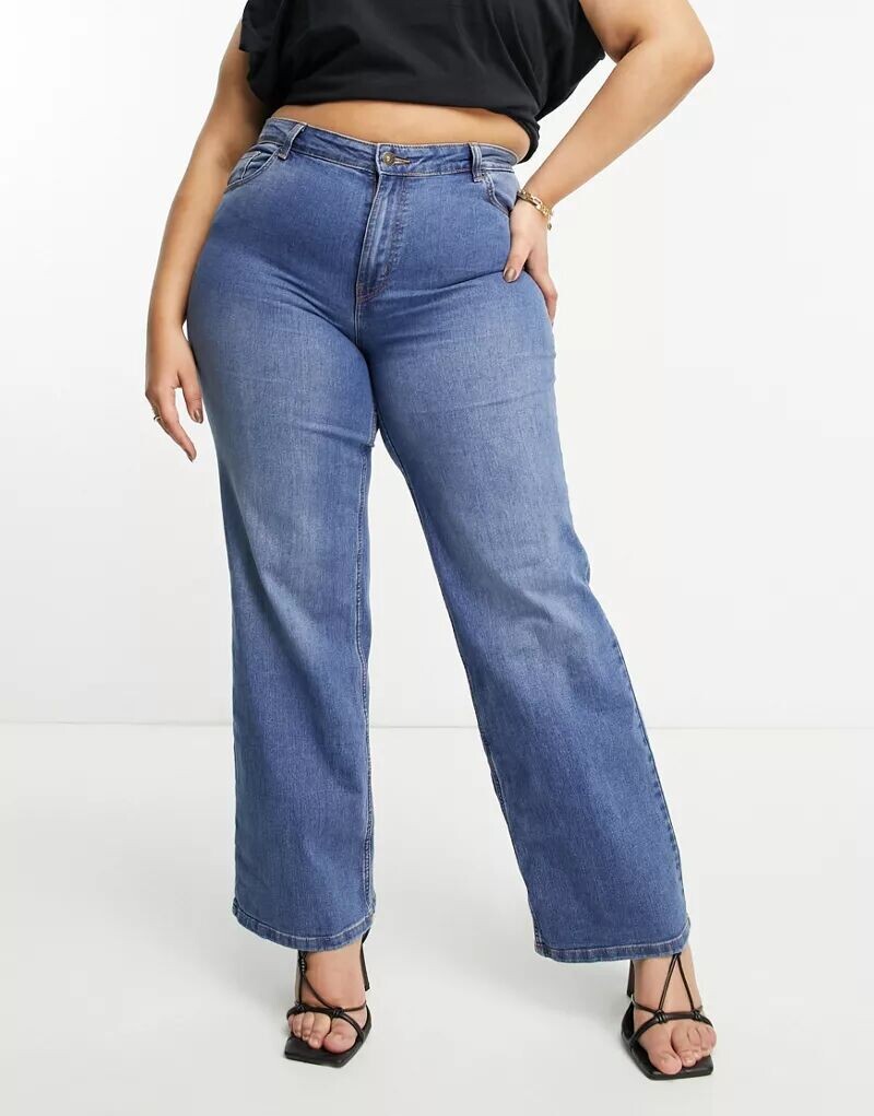 

Голубые широкие джинсы с завышенной талией Pieces Curve Peggy Pieces Plus
