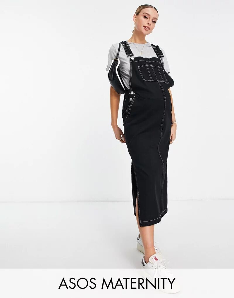 

Черное комбинезон с контрастной строчкой ASOS DESIGN Maternity