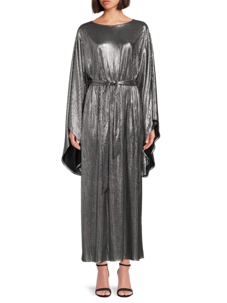 Платье макси с рукавами «летучая мышь» металлизированного цвета Renee C., серебро knight renee disclaimer