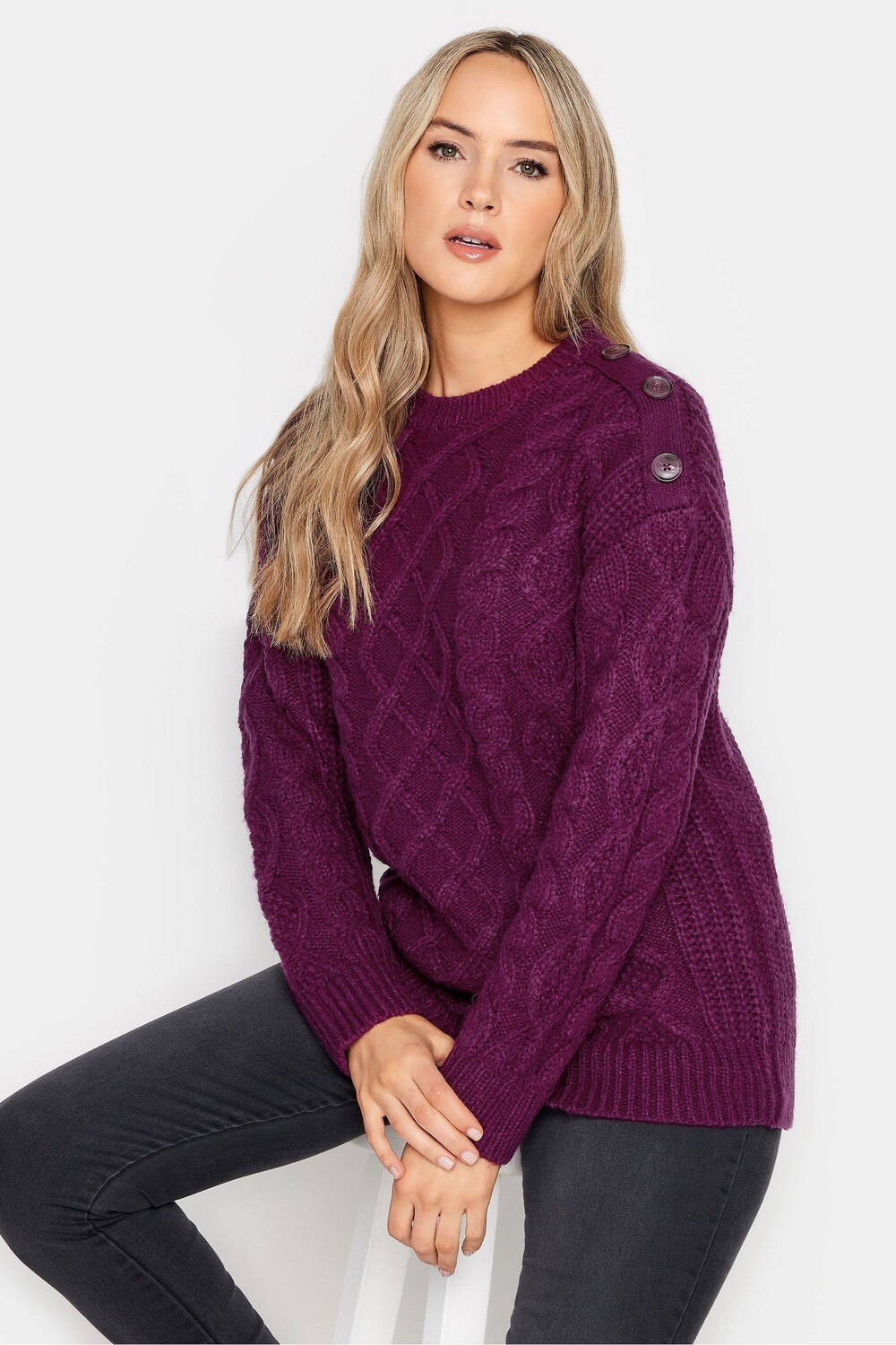 

Свитер косой вязки Long Tall Sally, фиолетовый