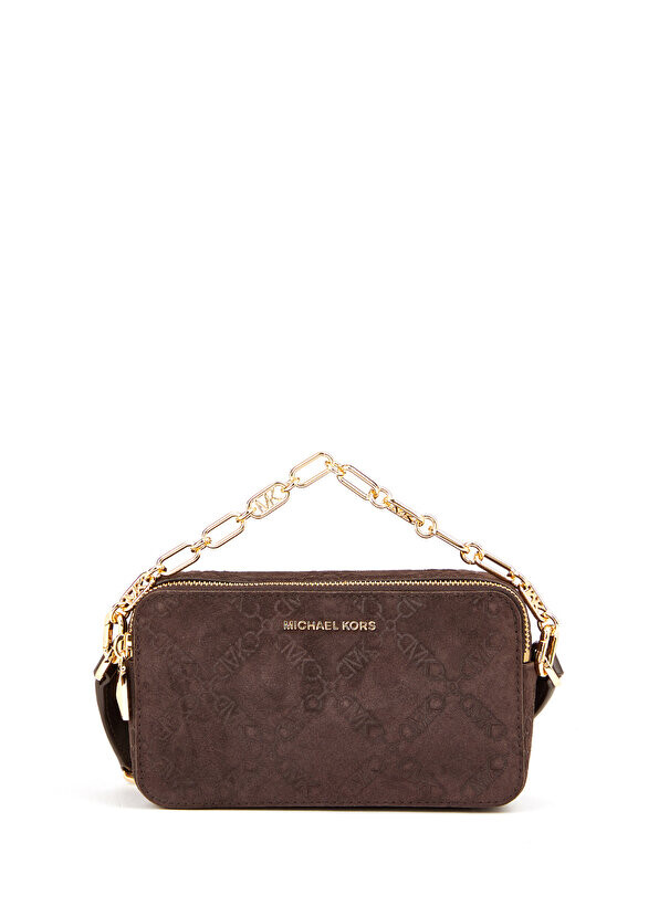 

Темно-коричневая женская кожаная сумка с логотипом Michael Michael Kors