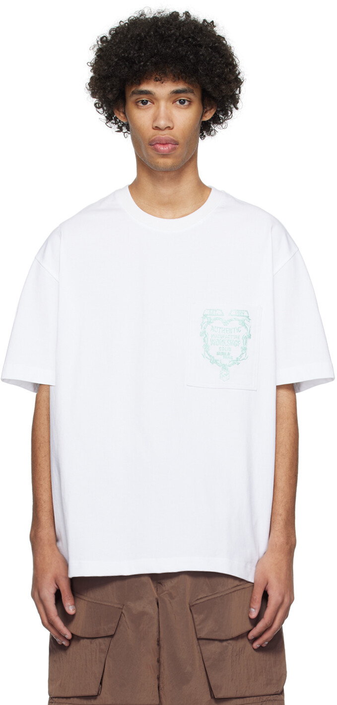 

Белая футболка с карманами Solid Homme, цвет White