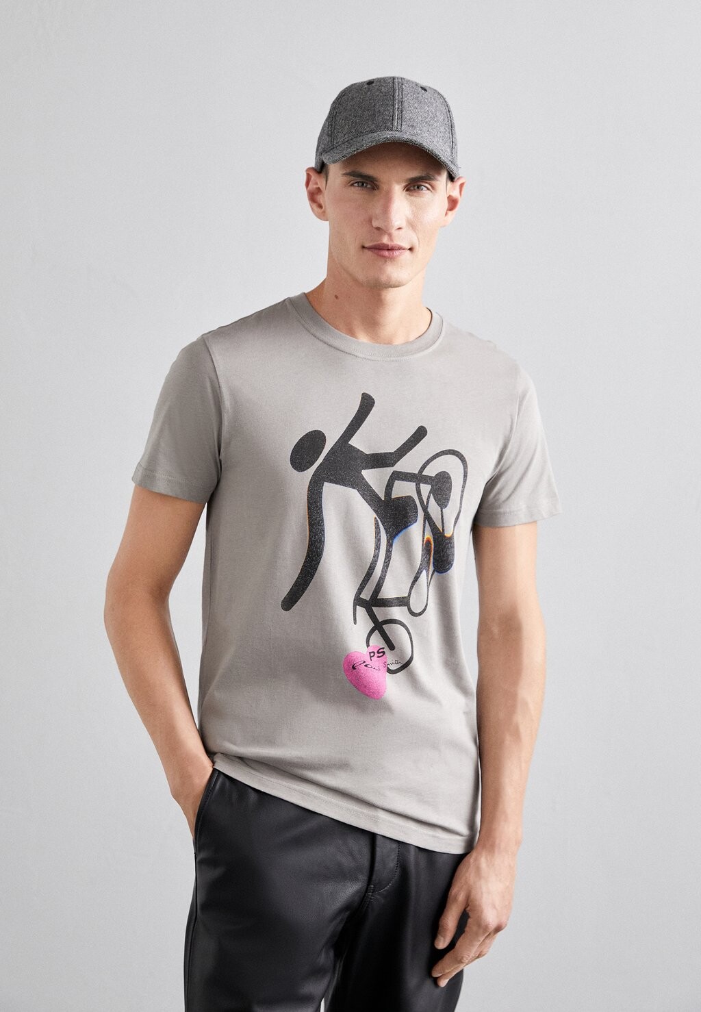 

Футболка с принтом HEART CYCLE PS Paul Smith, серо-коричневый
