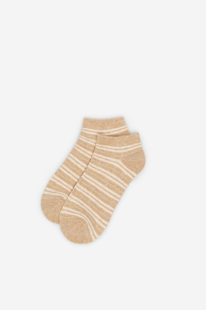 Короткие носки в полоску с принтом Cortefiel, светло-бежевый носки женские с сеткой в полоску с принтом