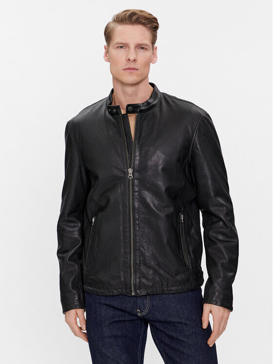 

Кожаная куртка стандартного кроя Pepe Jeans, черный