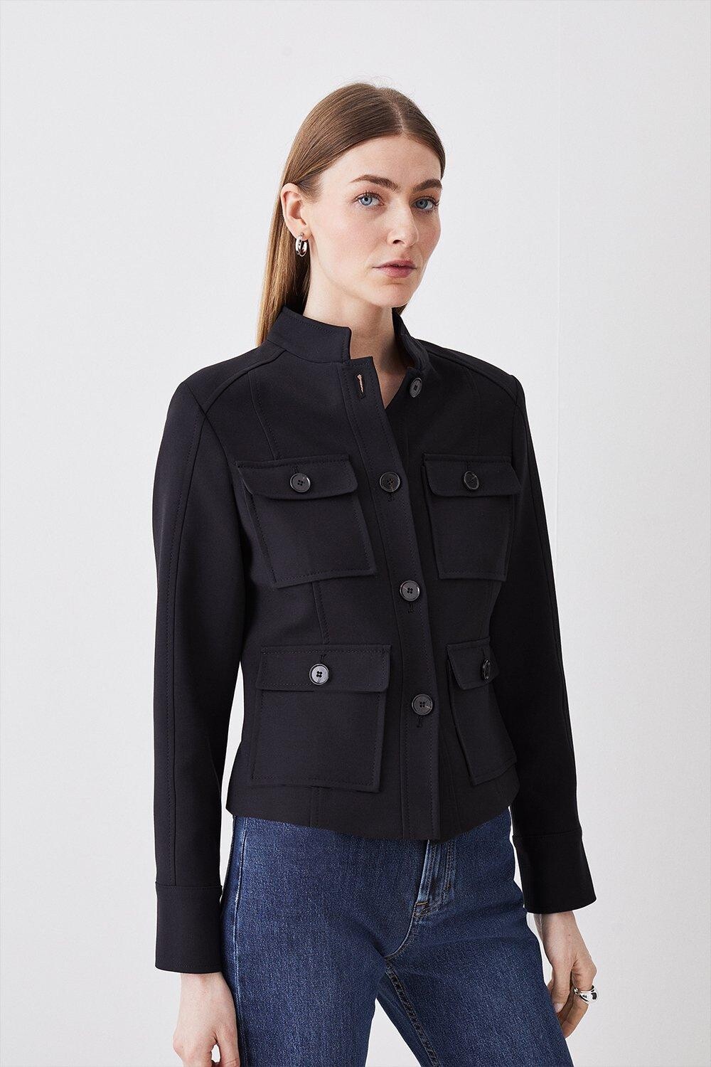 

Компактная эластичная куртка в стиле милитари Karen Millen, черный
