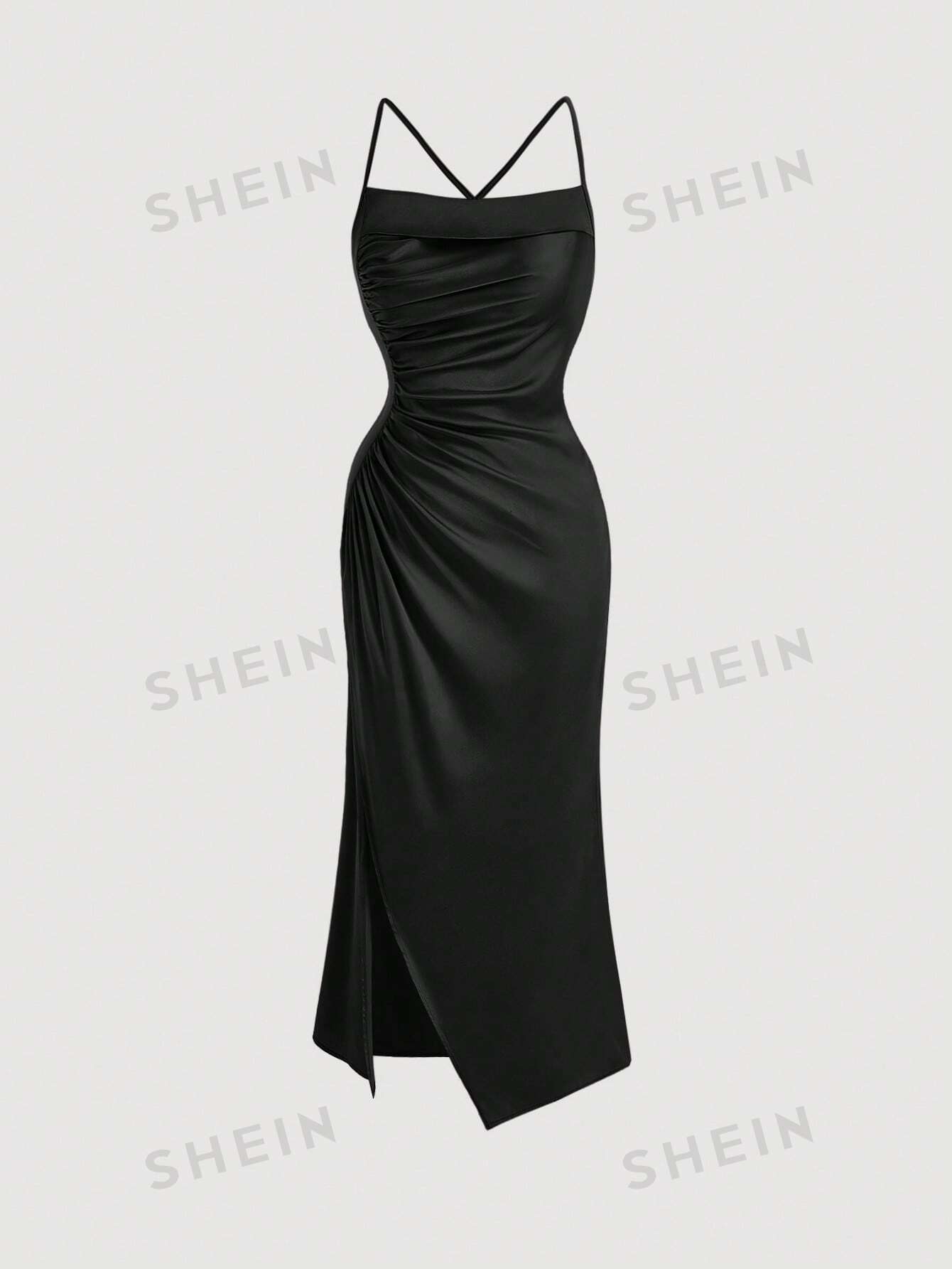 цена SHEIN MOD Женское розовое платье-комбинация с романтическим принтом роз, черный