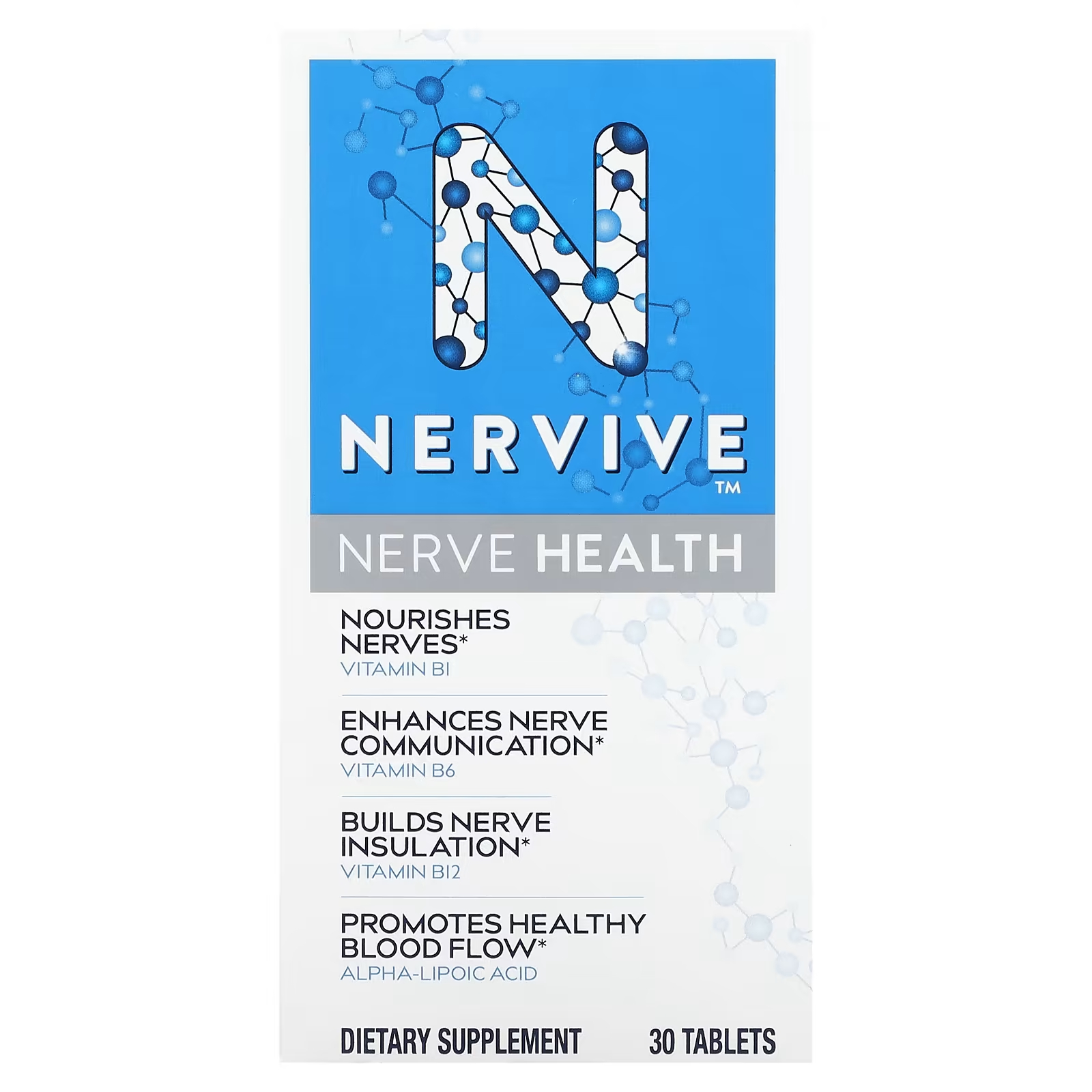 Биологически активная добавка Nervive для здоровья нервов, 30 таблеток биологически активная добавка компас здоровья zinc 30 шт