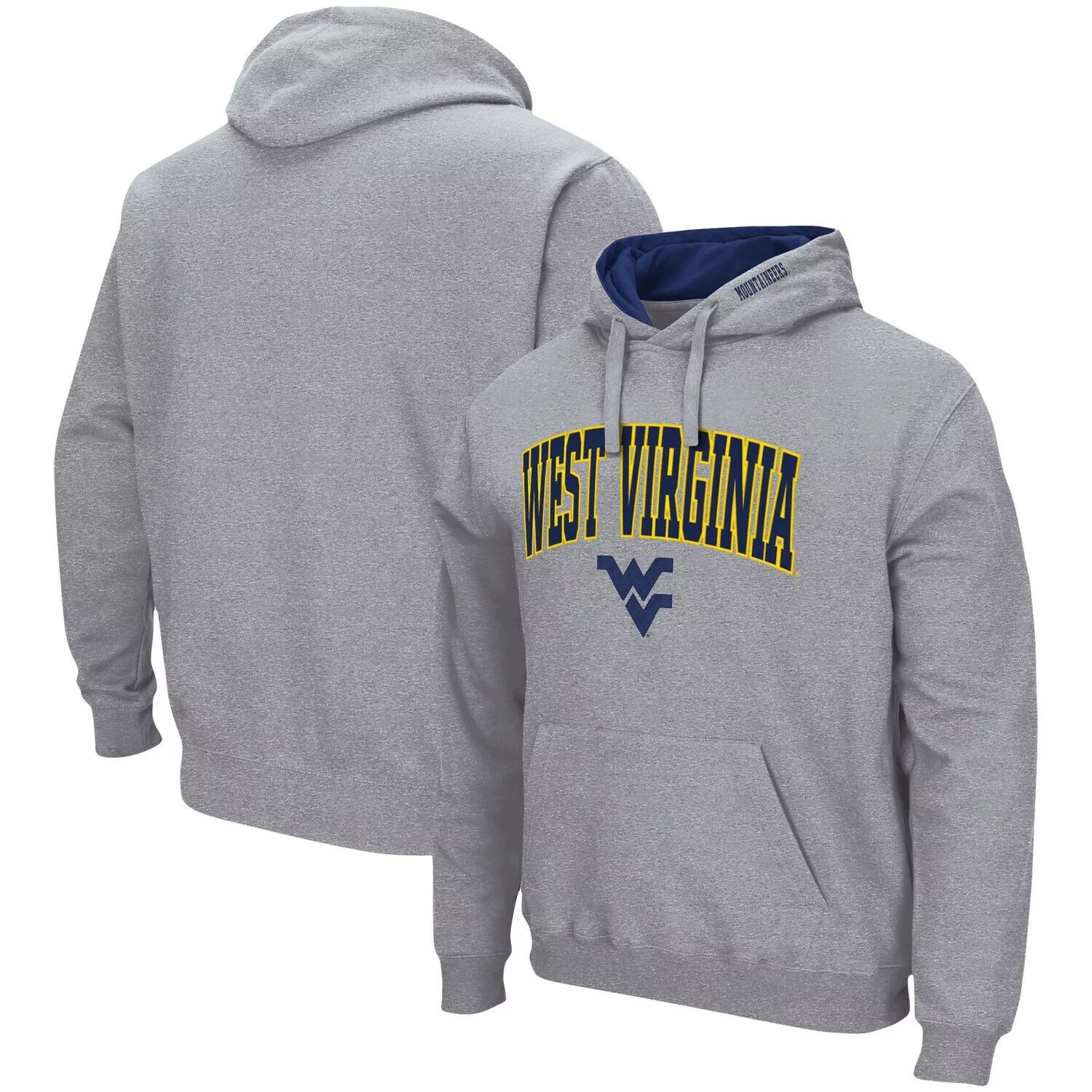 

Мужской серый пуловер с капюшоном West Virginia Mountaineers Arch & Logo 3.0 Colosseum