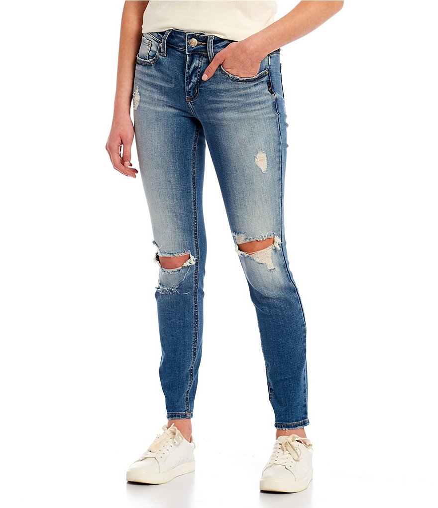 Разрушенные джинсы скинни Silver Jeans Co. Suki со средней посадкой, синий