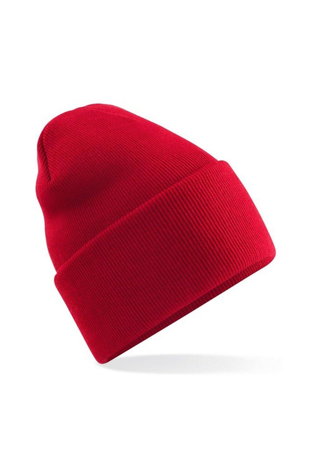 Оригинальная шапка-бини с отвернутыми манжетами Beechfield, красный оригинальная зимняя шапка бини с манжетами beechfield красный